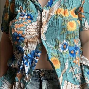 Express Multicolor Floral Button-Down Shirt